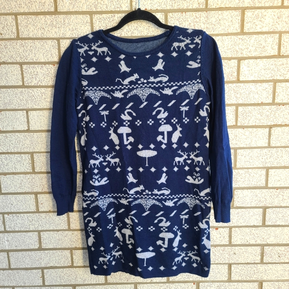 Women's Woodland Creatures Long Tunic Sweater (with pockets!)